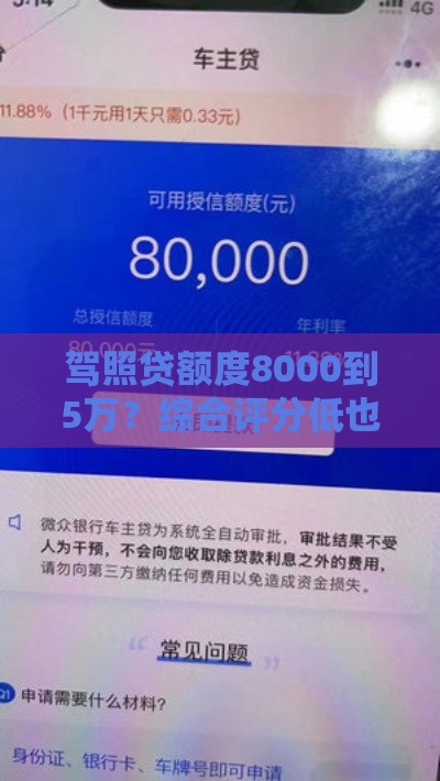 驾照贷额度8000到5万？综合评分低也能下款的3个诀窍