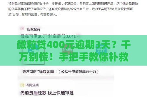 微粒贷400元逾期3天？千万别慌！手把手教你补救技巧