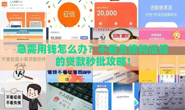 急需用钱怎么办？不看负债和征信的贷款秒批攻略！