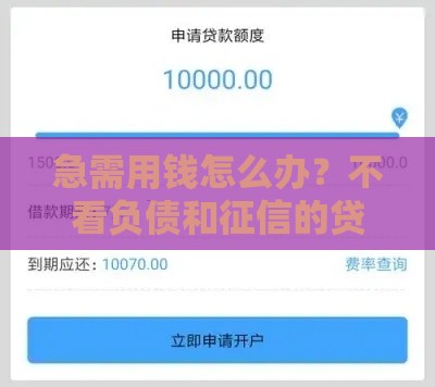 急需用钱怎么办？不看负债和征信的贷款秒批攻略！