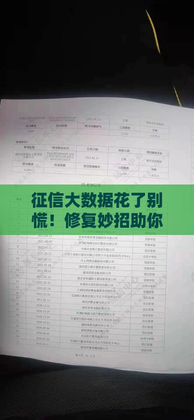 征信大数据花了别慌！修复妙招助你轻松申贷