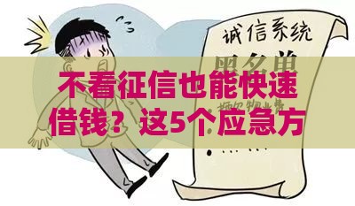 不看征信也能快速借钱？这5个应急方法或许能帮你解困！