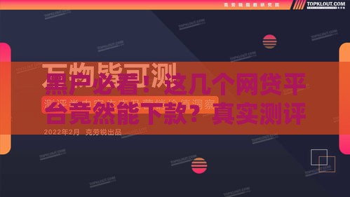 黑户必看！这几个网贷平台竟然能下款？真实测评+避坑指南