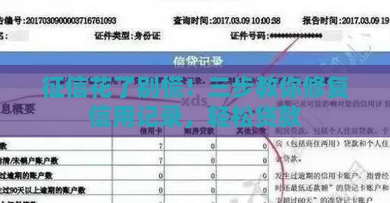 征信花了别慌！三步教你修复信用记录，轻松贷款