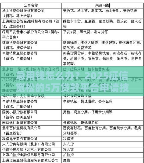 急用钱怎么办？2025征信宽松的5万贷款平台申请技巧