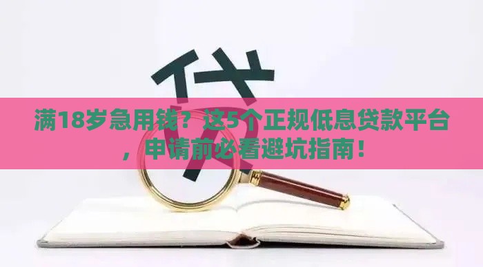满18岁急用钱？这5个正规低息贷款平台，申请前必看避坑指南！
