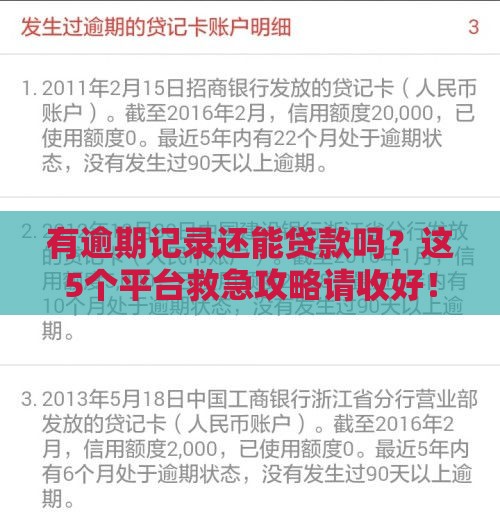 有逾期记录还能贷款吗？这5个平台救急攻略请收好！