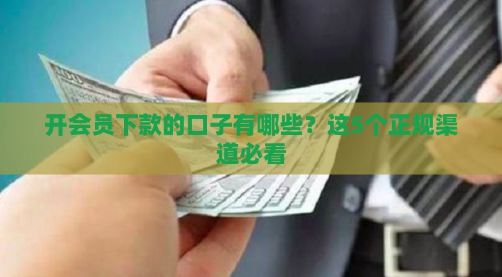 开会员下款的口子有哪些？这5个正规渠道必看