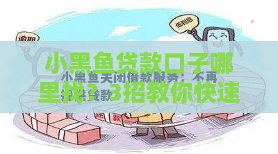 小黑鱼贷款口子哪里找？3招教你快速匹配正规渠道！