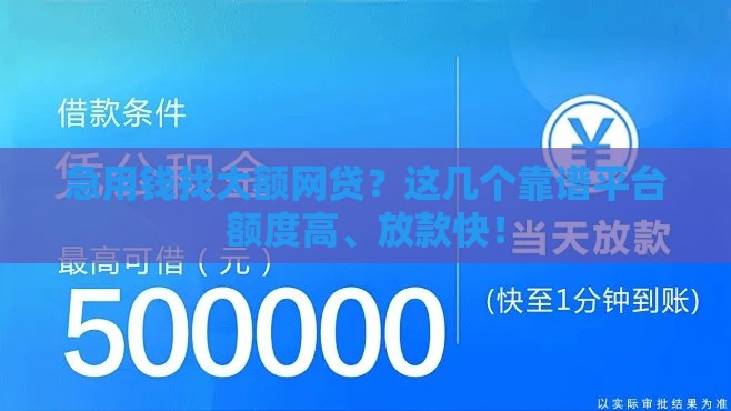 急用钱找大额网贷？这几个靠谱平台额度高、放款快！