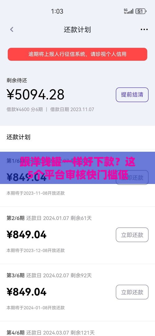 跟洋钱罐一样好下款？这5个平台审核快门槛低