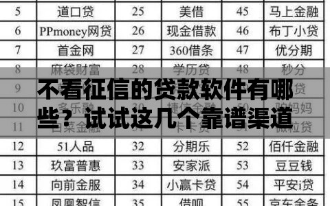 不看征信的贷款软件有哪些？试试这几个靠谱渠道