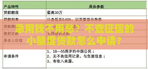 急用钱不用愁？不查征信的小额度贷款怎么申请？