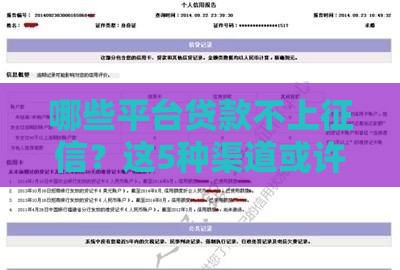 哪些平台贷款不上征信？这5种渠道或许能救急