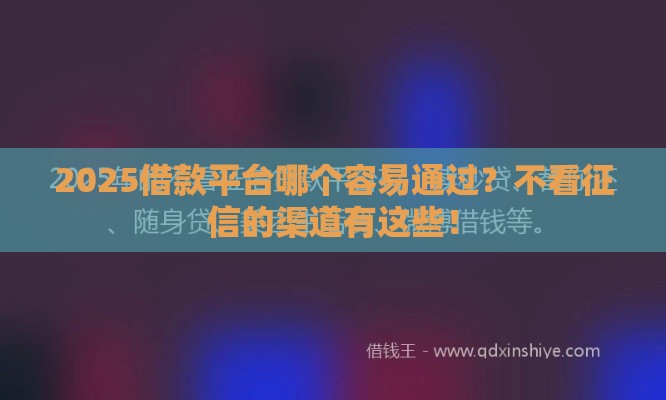 2025借款平台哪个容易通过？不看征信的渠道有这些！