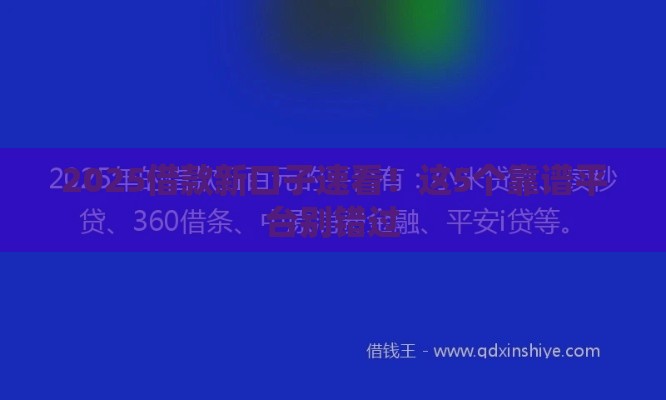 2025借款新口子速看！这5个靠谱平台别错过
