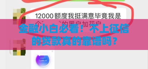 金融小白必看！不上征信的贷款真的靠谱吗？