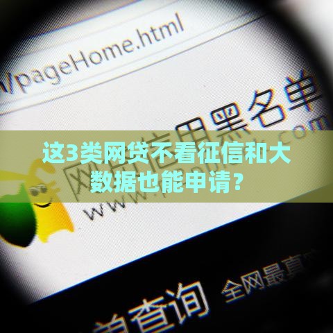 这3类网贷不看征信和大数据也能申请？