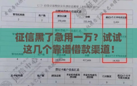 征信黑了急用一万？试试这几个靠谱借款渠道！