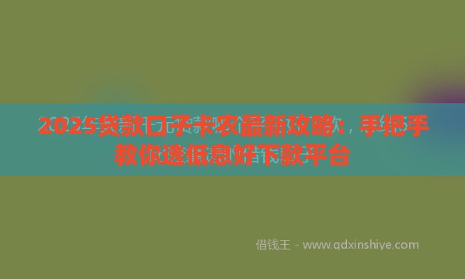 2025贷款口子卡农最新攻略：手把手教你选低息好下款平台