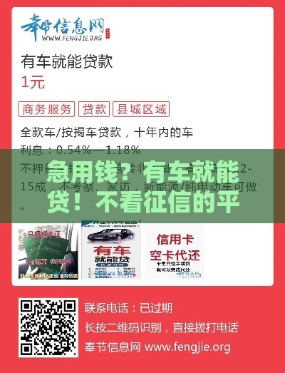 急用钱？有车就能贷！不看征信的平台推荐