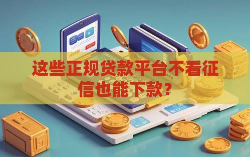 这些正规贷款平台不看征信也能下款？