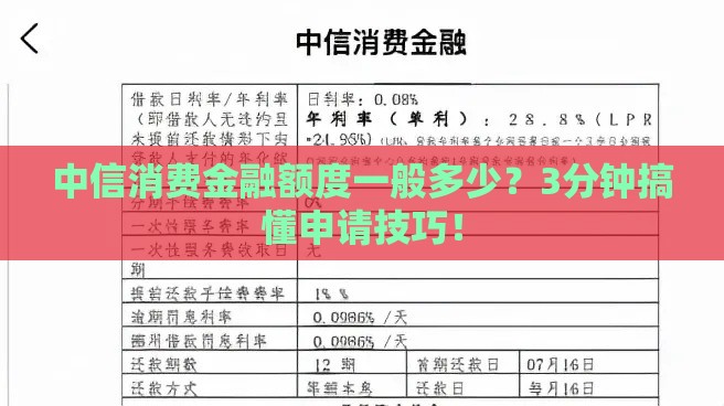 中信消费金融额度一般多少？3分钟搞懂申请技巧！