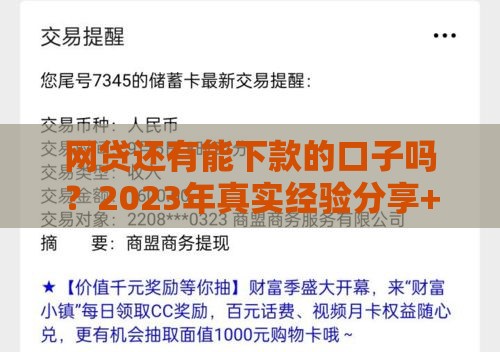 网贷还有能下款的口子吗？2023年真实经验分享+避坑指南
