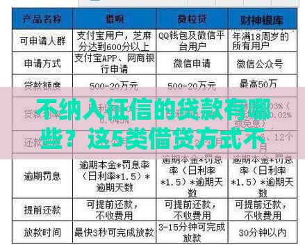 不纳入征信的贷款有哪些？这5类借贷方式不上信用报告！