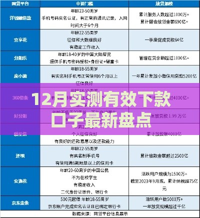 12月实测有效下款口子最新盘点
