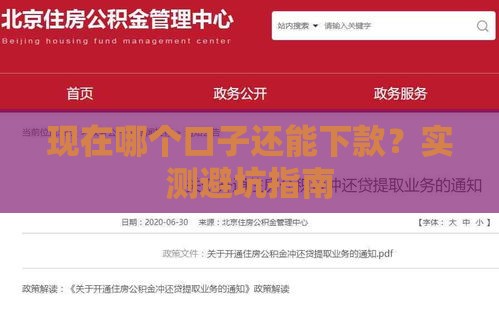 现在哪个口子还能下款？实测避坑指南