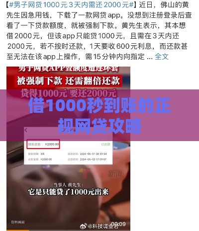 借1000秒到账的正规网贷攻略