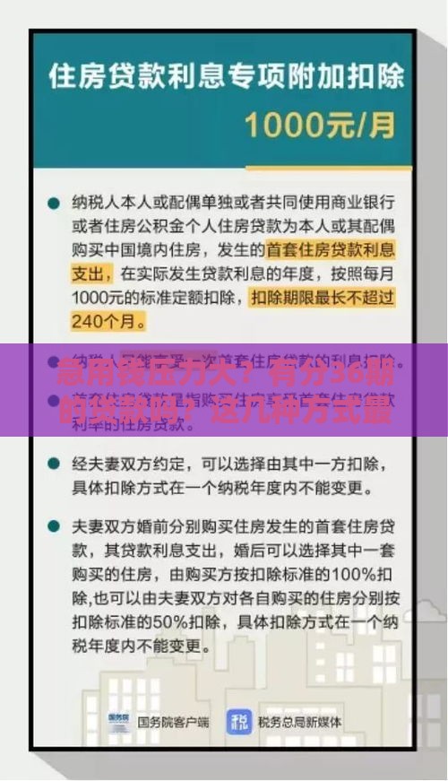 急用钱压力大？有分36期的贷款吗？这几种方式最划算！
