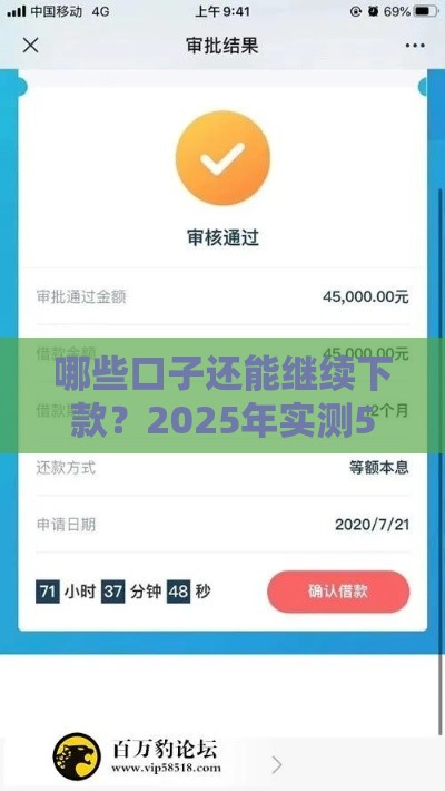 哪些口子还能继续下款？2025年实测5个秒批网贷平台推荐