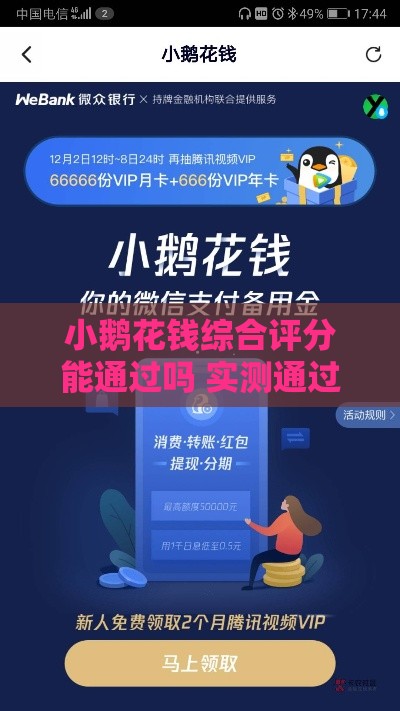 小鹅花钱综合评分能通过吗 实测通过率高到离谱的贷款攻略