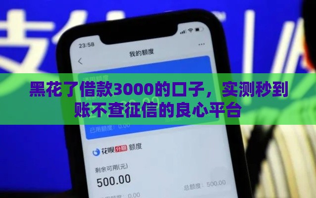 黑花了借款3000的口子，实测秒到账不查征信的良心平台