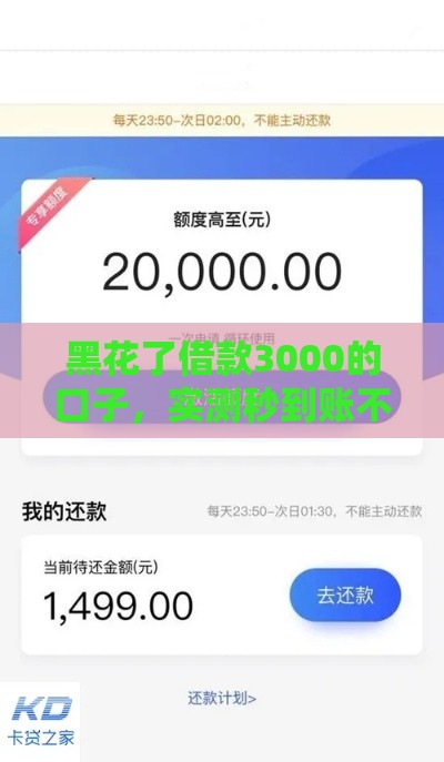 黑花了借款3000的口子，实测秒到账不查征信的良心平台