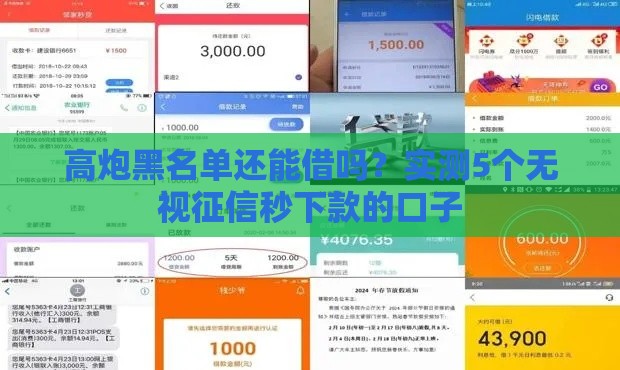 高炮黑名单还能借吗？实测5个无视征信秒下款的口子