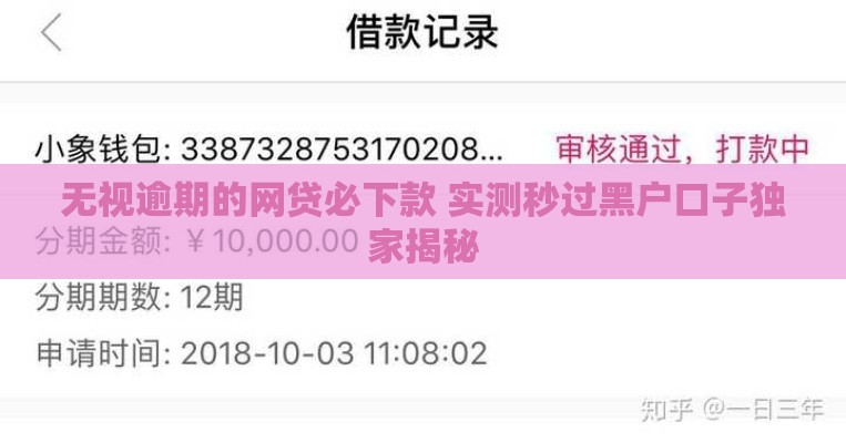 无视逾期的网贷必下款 实测秒过黑户口子独家揭秘