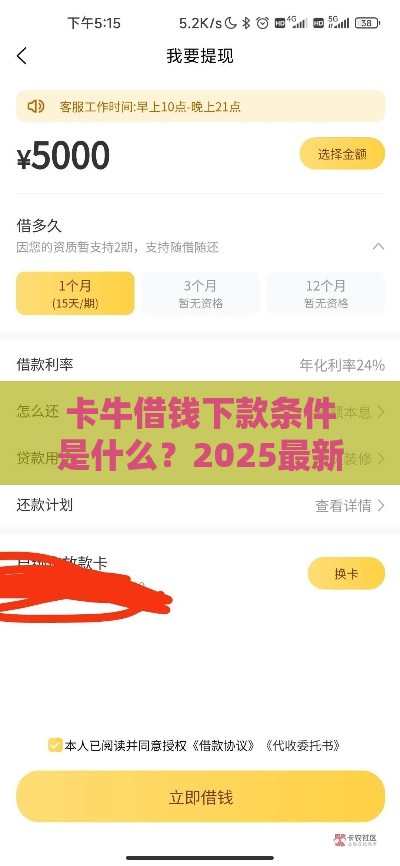 卡牛借钱下款条件是什么？2025最新申请攻略大揭秘