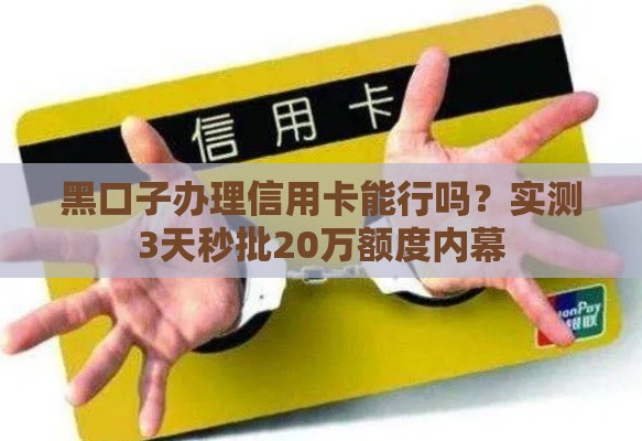 黑口子办理信用卡能行吗？实测3天秒批20万额度内幕