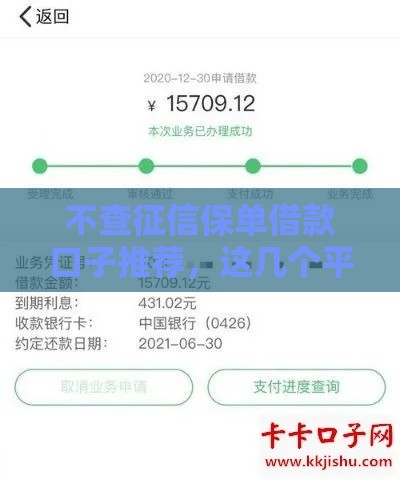 不查征信保单借款口子推荐，这几个平台下款快额度高！