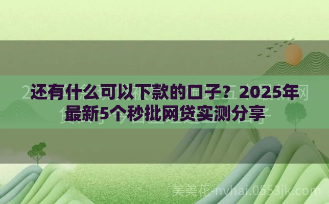 还有什么可以下款的口子？2025年最新5个秒批网贷实测分享