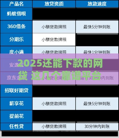 2025还能下款的网贷 这几个靠谱平台亲测秒到账