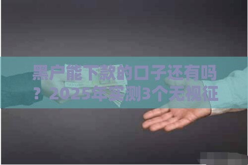 黑户能下款的口子还有吗？2025年实测3个无视征信的贷款神器