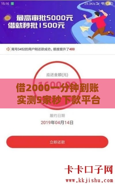 借2000一分钟到账 实测5家秒下款平台哪个最靠谱