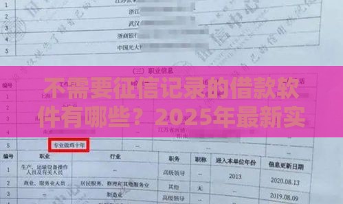 不需要征信记录的借款软件有哪些？2025年最新实测推荐