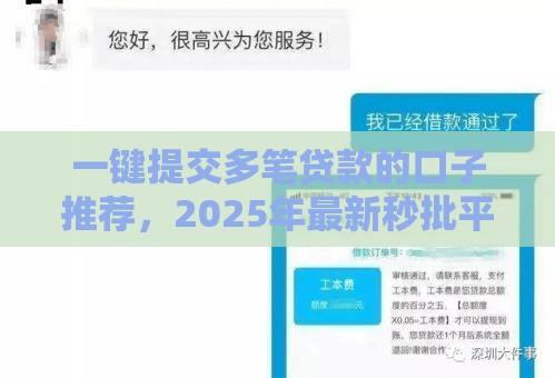 一键提交多笔贷款的口子推荐，2025年最新秒批平台实测