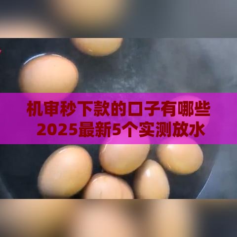 机审秒下款的口子有哪些 2025最新5个实测放水快的平台