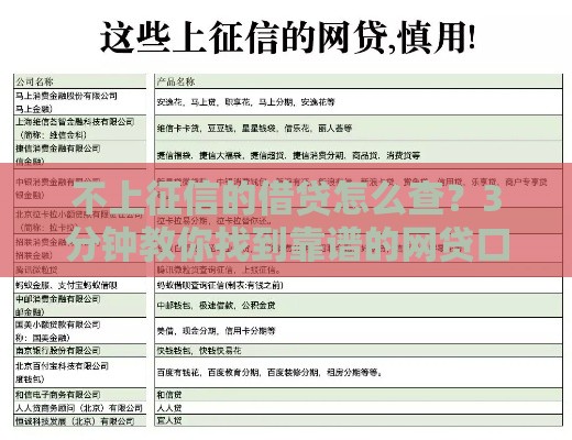 不上征信的借贷怎么查？3分钟教你找到靠谱的网贷口子